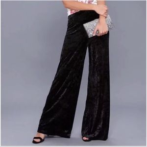 Cynthia Rowley Crushed Velvet Wide Leg Trousers
